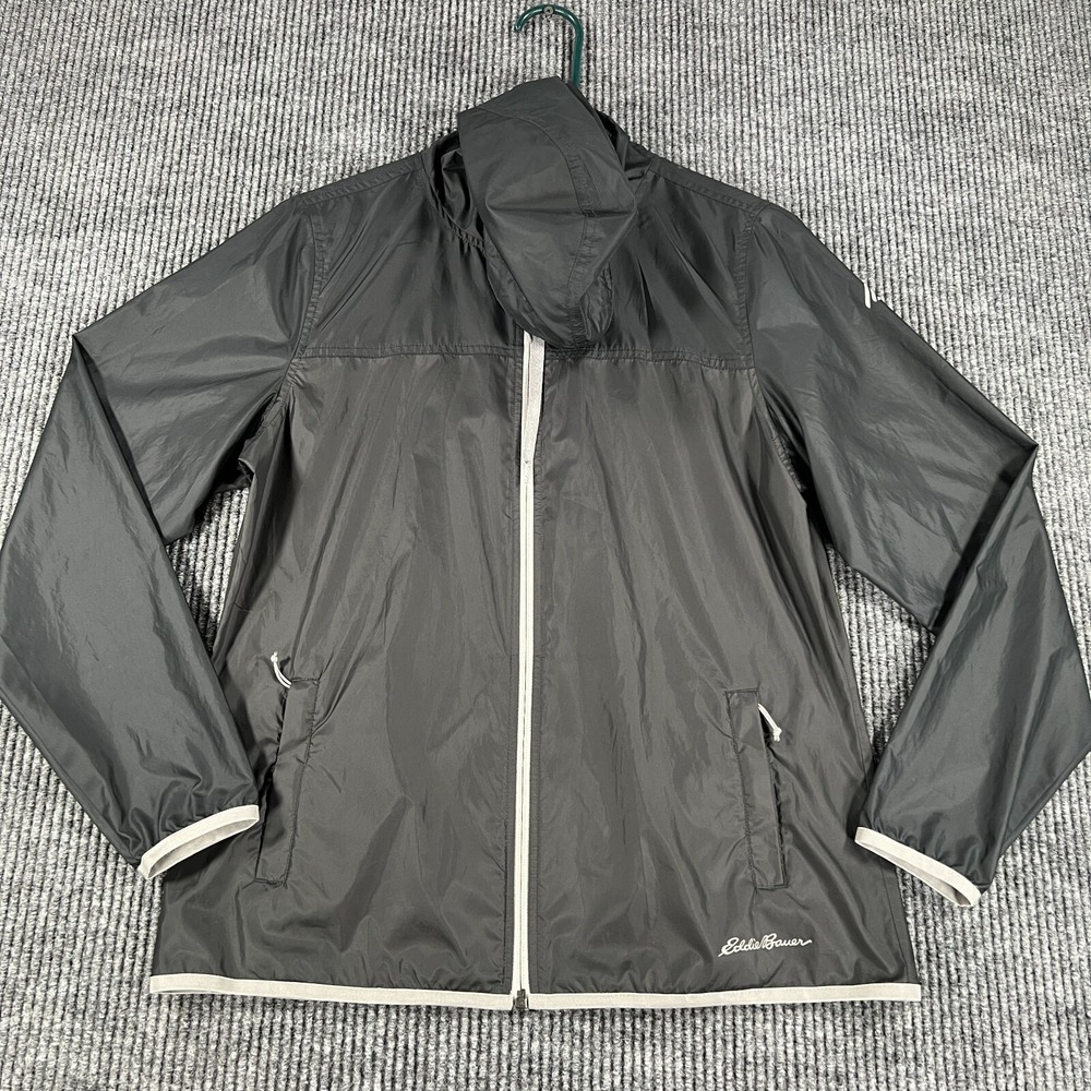 Eddie Bauer Jacket Womens Medium Black Long Sleeve Hooded Full Zip Outdoor